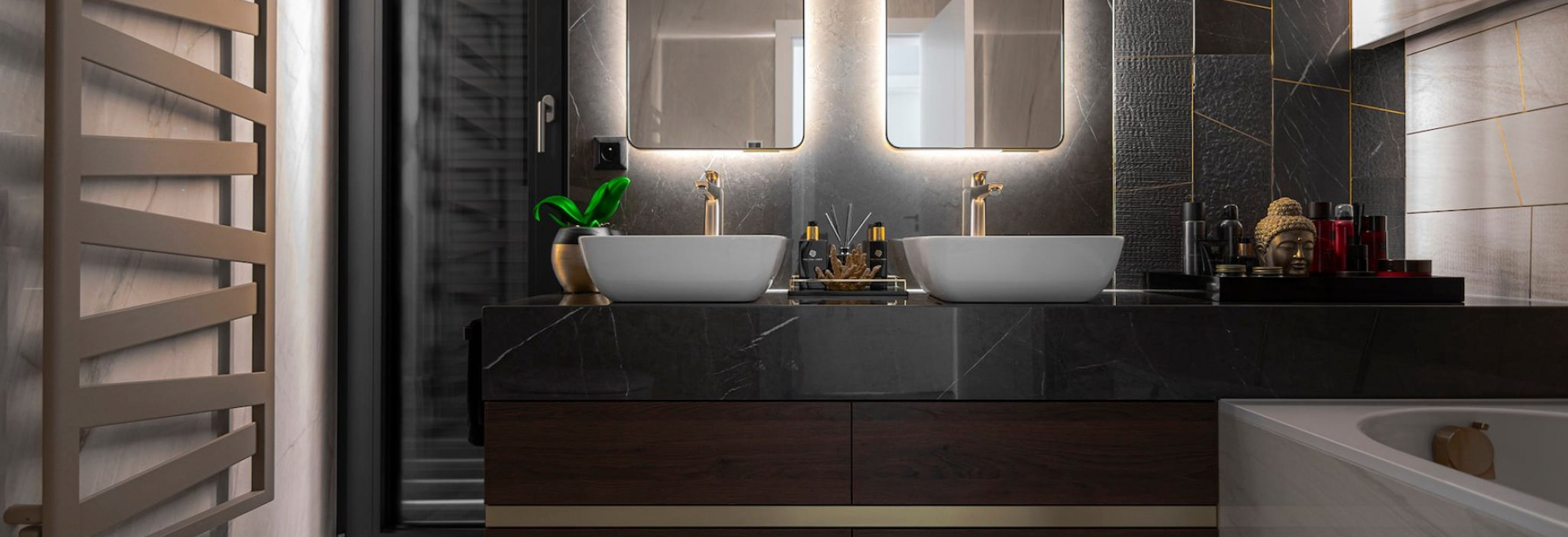 Realizace koupelny z keramické dlažby Lux Experience
