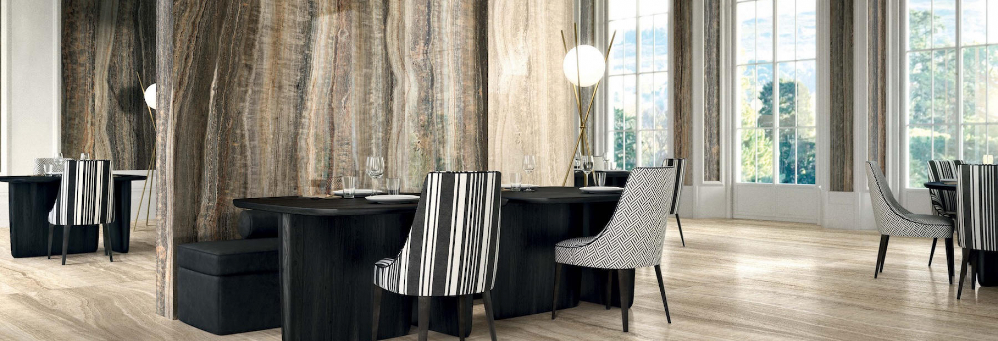 Restaurace s obkladem a dlažbou Eccentric Luxe od Florim
