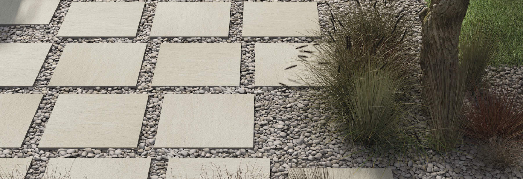 Terasa s keramickou dlažbou Quarzite Sabbia od FMG