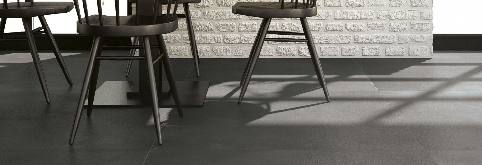 Keramická dlažba Avenue XXL od Iris v kuchyni s jídelnou