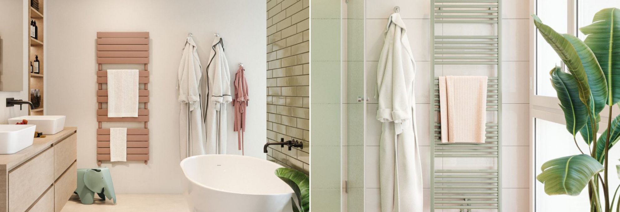 Barevný radiátor Zehnder v koupelně