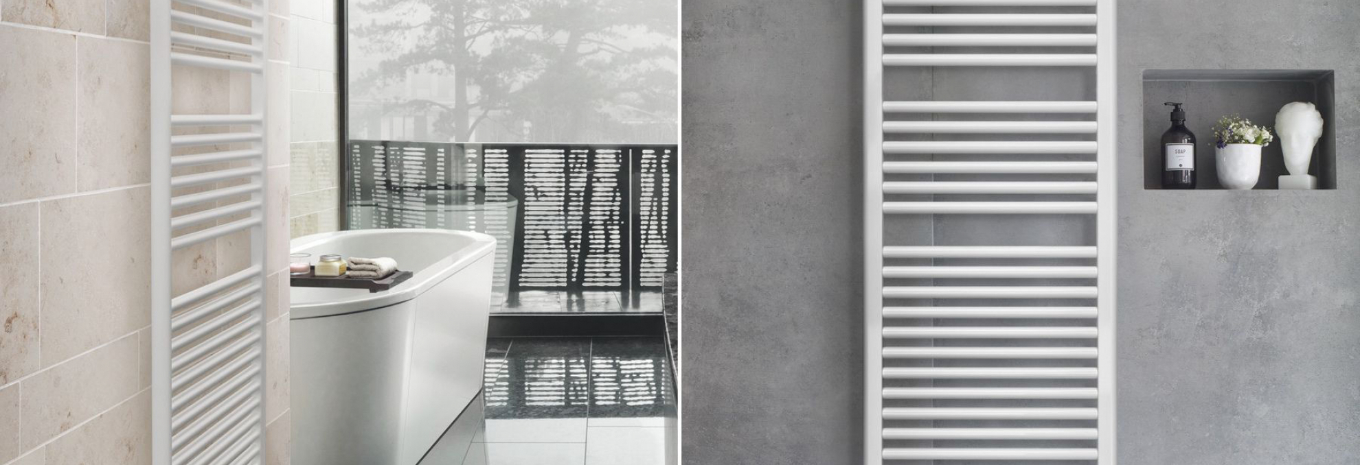 Moderní koupelna s radiátorem Zehnder Aura