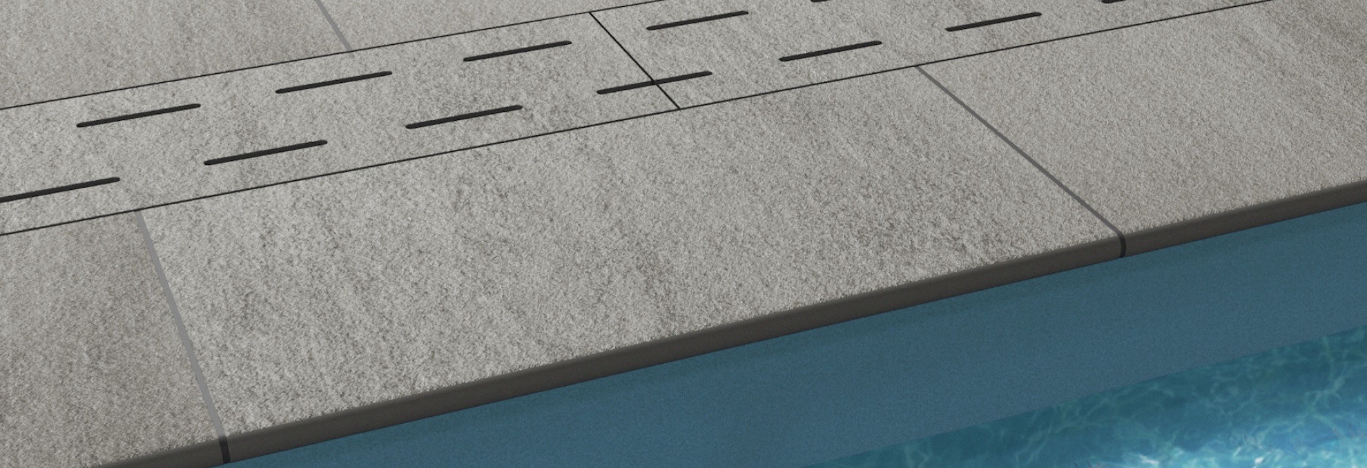 Keramická dlažba Quarzite v okolí bazénu