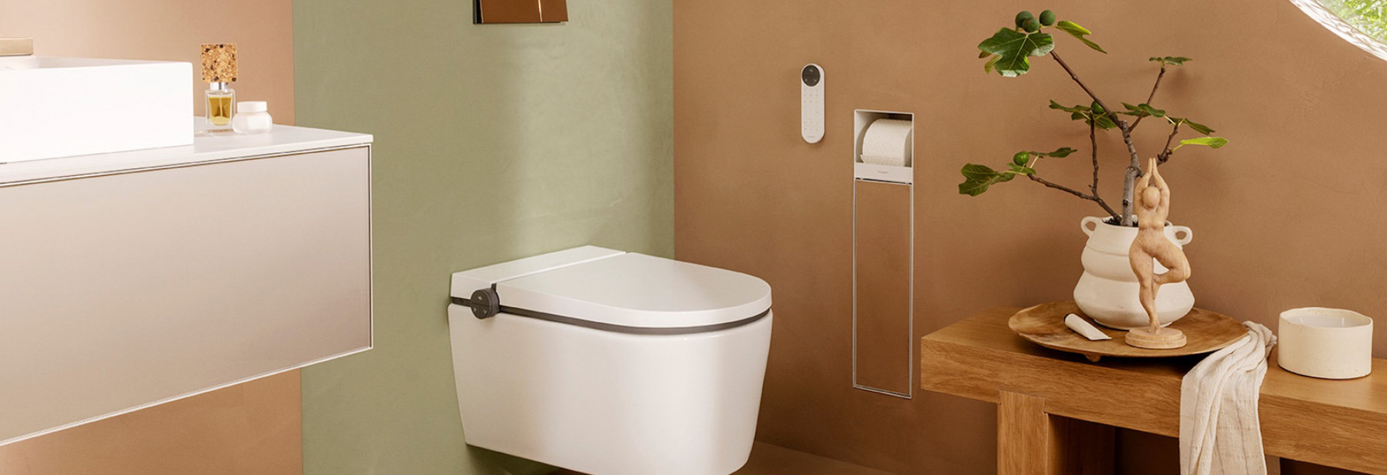 WC tlačítko iFrame od Hansgrohe v koupelně