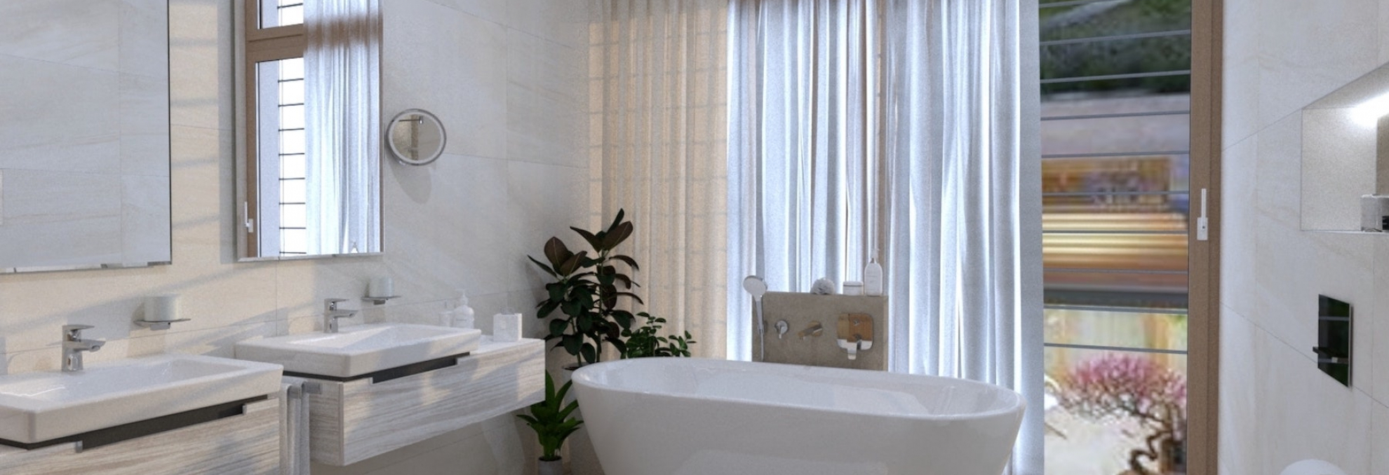 Vizualizace koupelny s obkladem a dlažbou Melt od La Futura