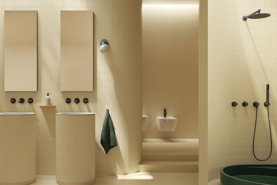 Koupelny ze série Nuances od Italgraniti ve veselých barvách