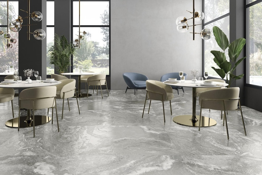 Keramická dlažba Magma od Pamesa v restauraci