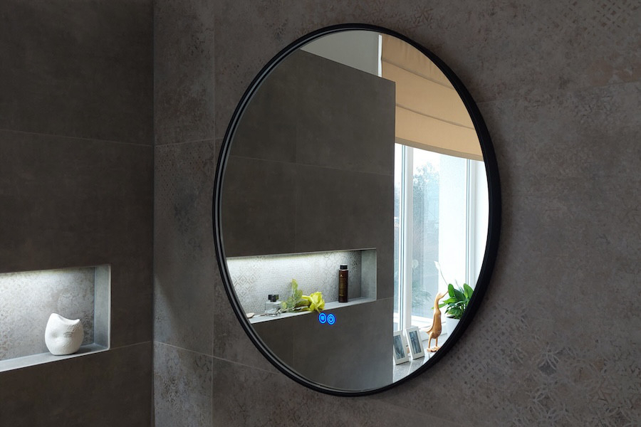 Kulaté zrcadlo Islands od La Futura v moderní koupelně