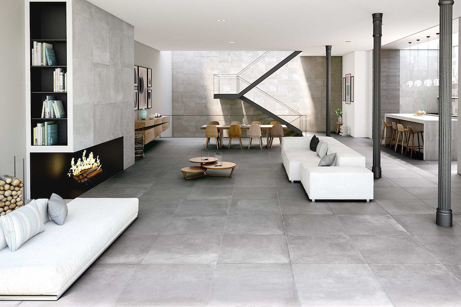 Interiér s dlaždicemi v designu betonu Soho od Ermes