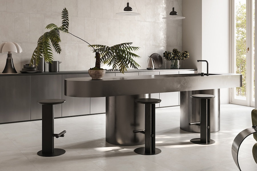 Kuchyně s obkladem a dlažbou Oltre od Ermes Aurelia