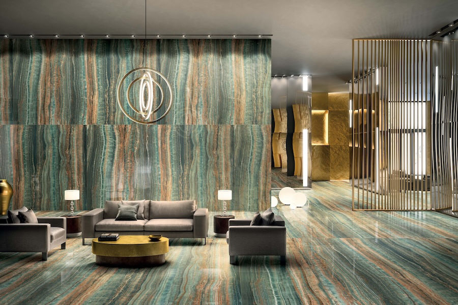 Luxusní série Eccentric Luxe od Florim v lobby