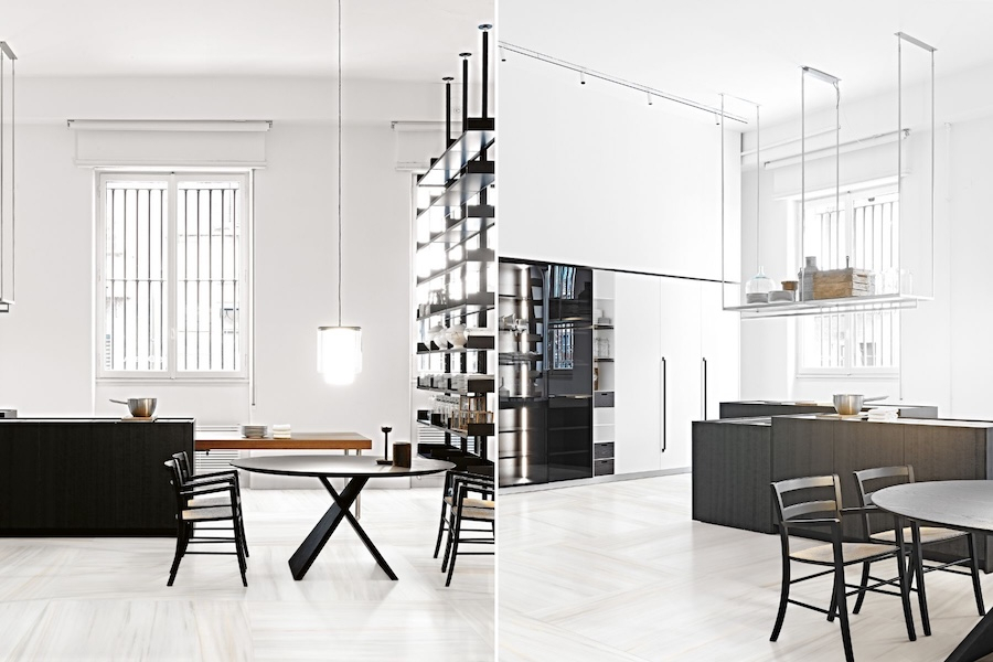 Keramická dlažba Les Origines v moderní kuchyni s jídelnou