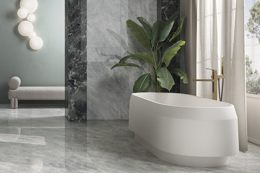 Dlažba a obklad Select od FMG v moderní koupelně