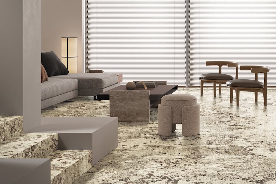 Obývací pokoj s keramickou dlažbou Graniti Maxfine od FMG