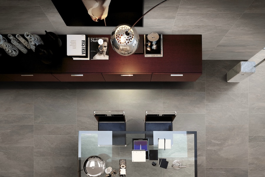 Interiér s kolekcí obkladů a dlažeb Ardoise od Florim