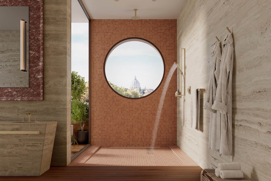 Elegantní koupelna vybavená kolekcemi od AXOR