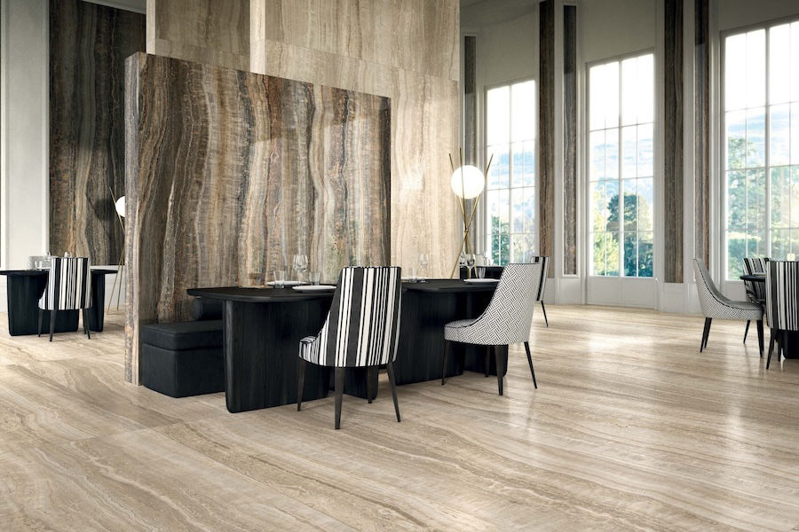 Restaurace s obkladem a dlažbou Eccentric Luxe od Florim