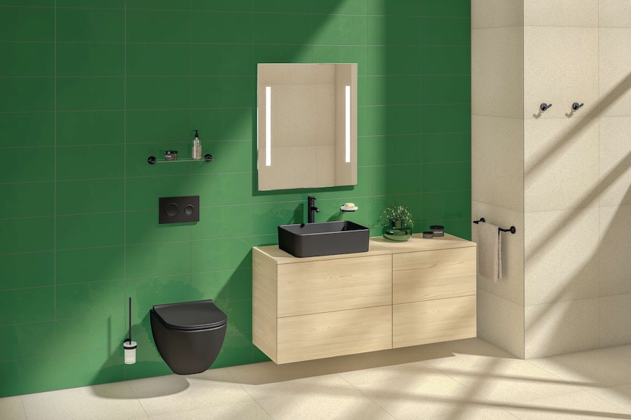 Koupelna s minimalistickou řadou Cubito Pure od značky JIKA