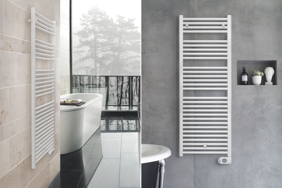 Moderní koupelna s radiátorem Zehnder Aura