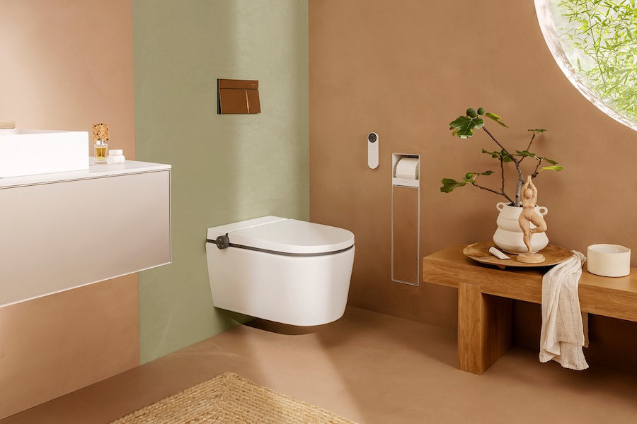 WC tlačítko iFrame od Hansgrohe v koupelně