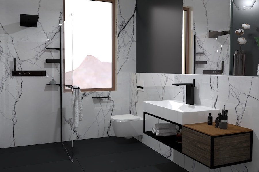 Série B&W Marble od Florim v koupelně