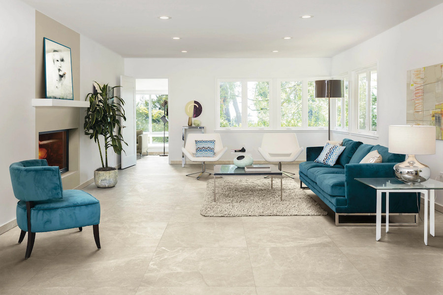 Dlažba Exalt of Cerim v obývacím pokoji