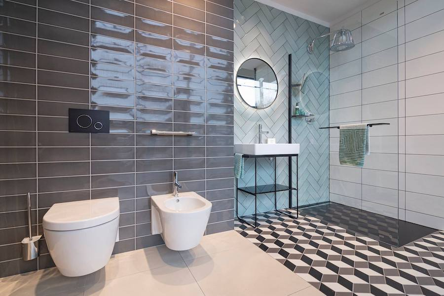 Retro koupelna s obkladem ze série Calx od výrobce Iris