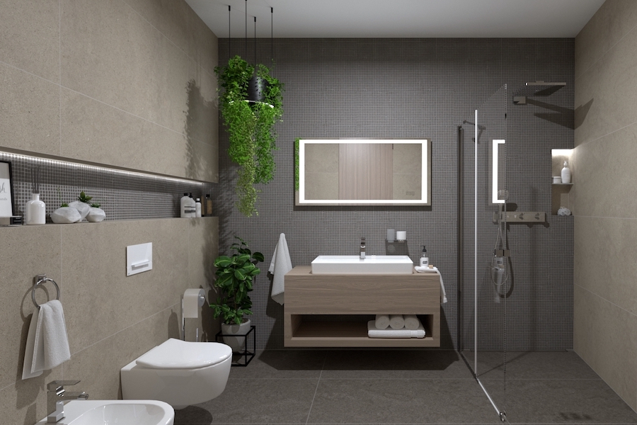 Koupelna s obkladem a mozaikou Sensi