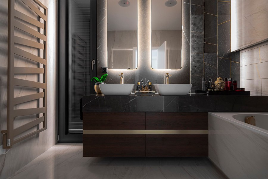 Realizace koupelny z keramické dlažby Lux Experience