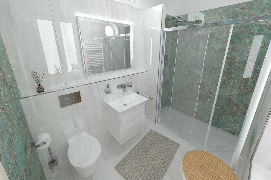 Vizualizace koupelny s obkladem a dlažbou Étoile a Les Origines