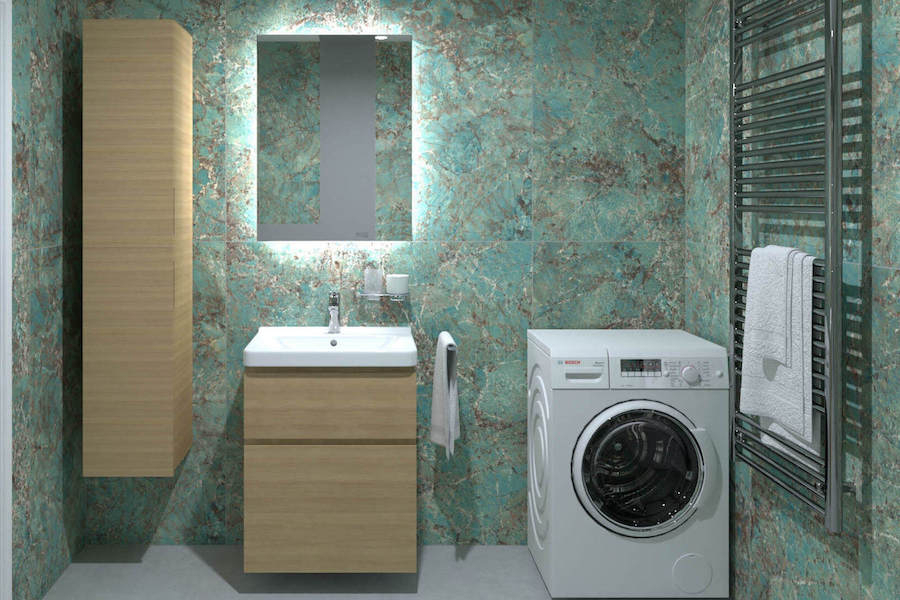 Vizualizace koupelny z keramického obkladu Étoile de Rex