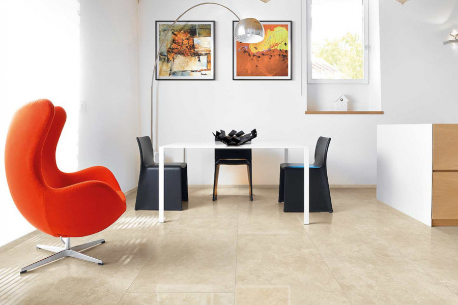 Keramická dlažba ze série Timeless v kuchyni s jídelnou