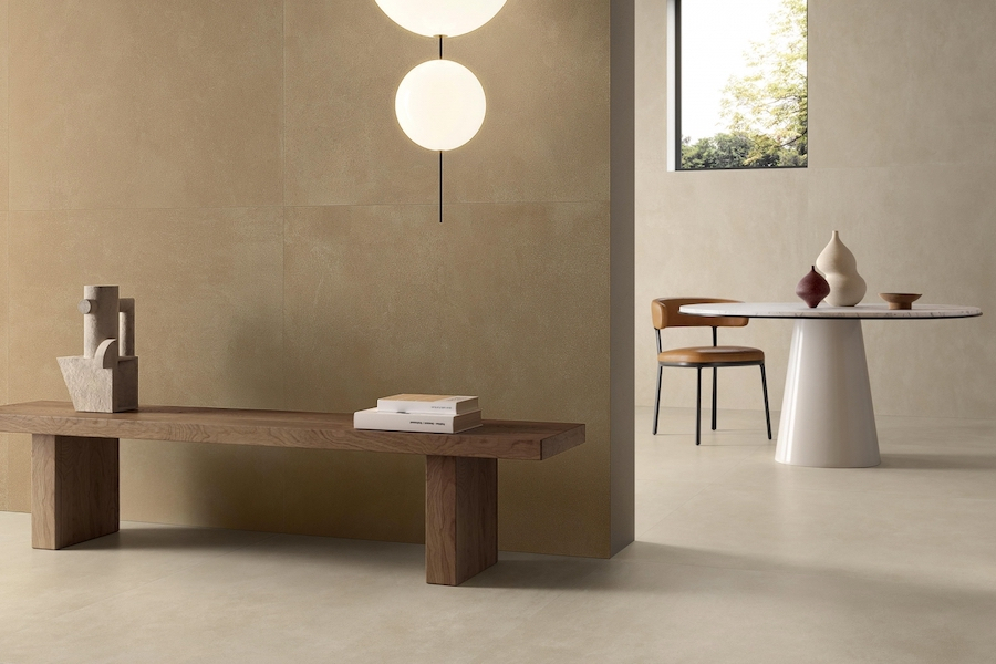 Obložení stěn a dlažba Italgraniti Terre v interiéru