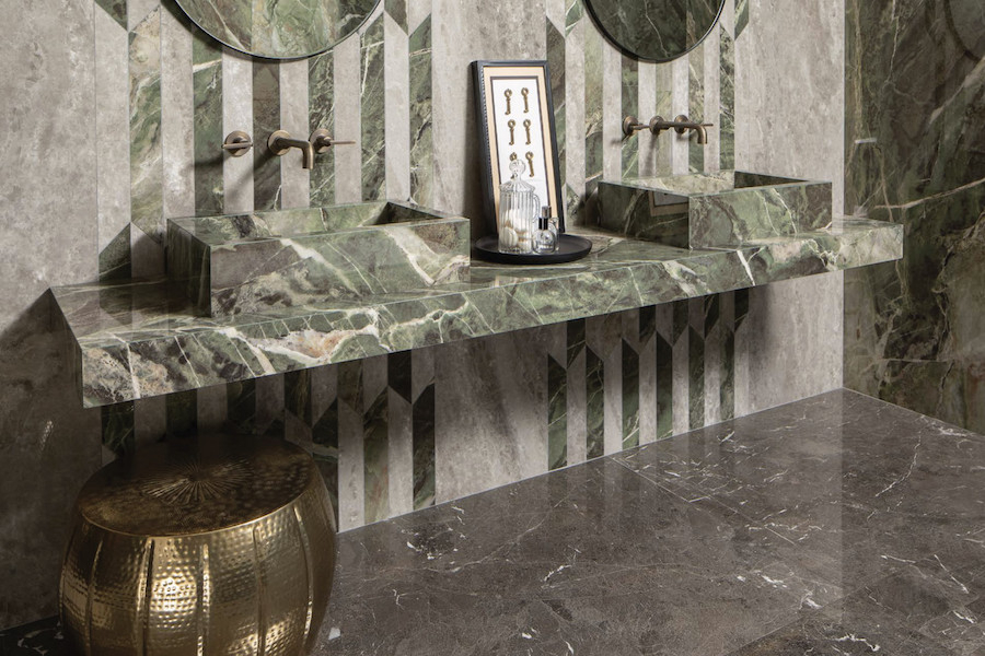 Dvojumyvadlo a sprchový kout z keramické dlažby Heritage Luxe