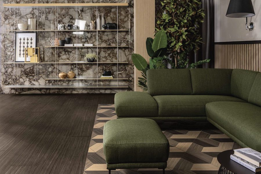 Obývací pokoj se stěnou z dlažby Nature Mood