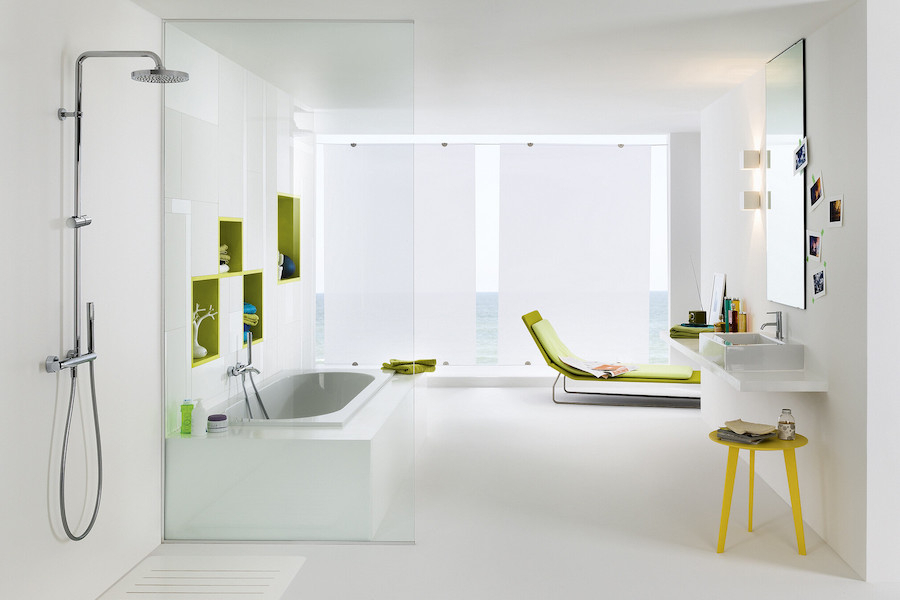 Koupelna s vodovodními bateriemi Nobili Acquerelli v designu chromu