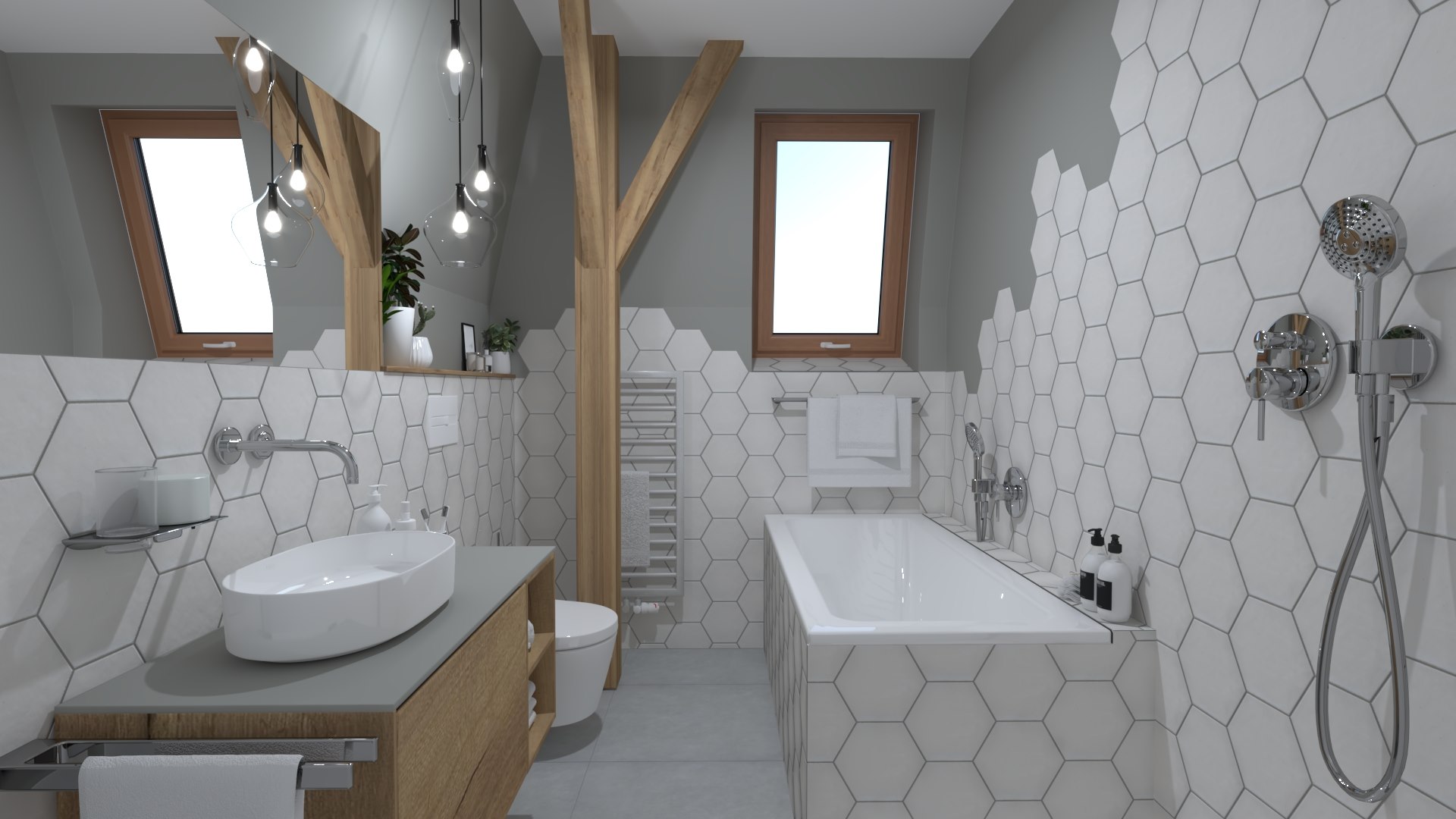Koupelna s obkladem Pamesa Mayfair, v designu blanco