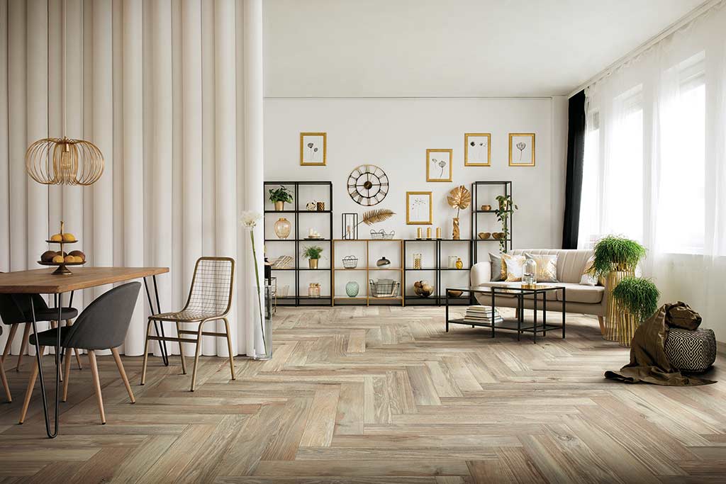Série Hi-wood of Cerim v designu walnut oak v interiéru