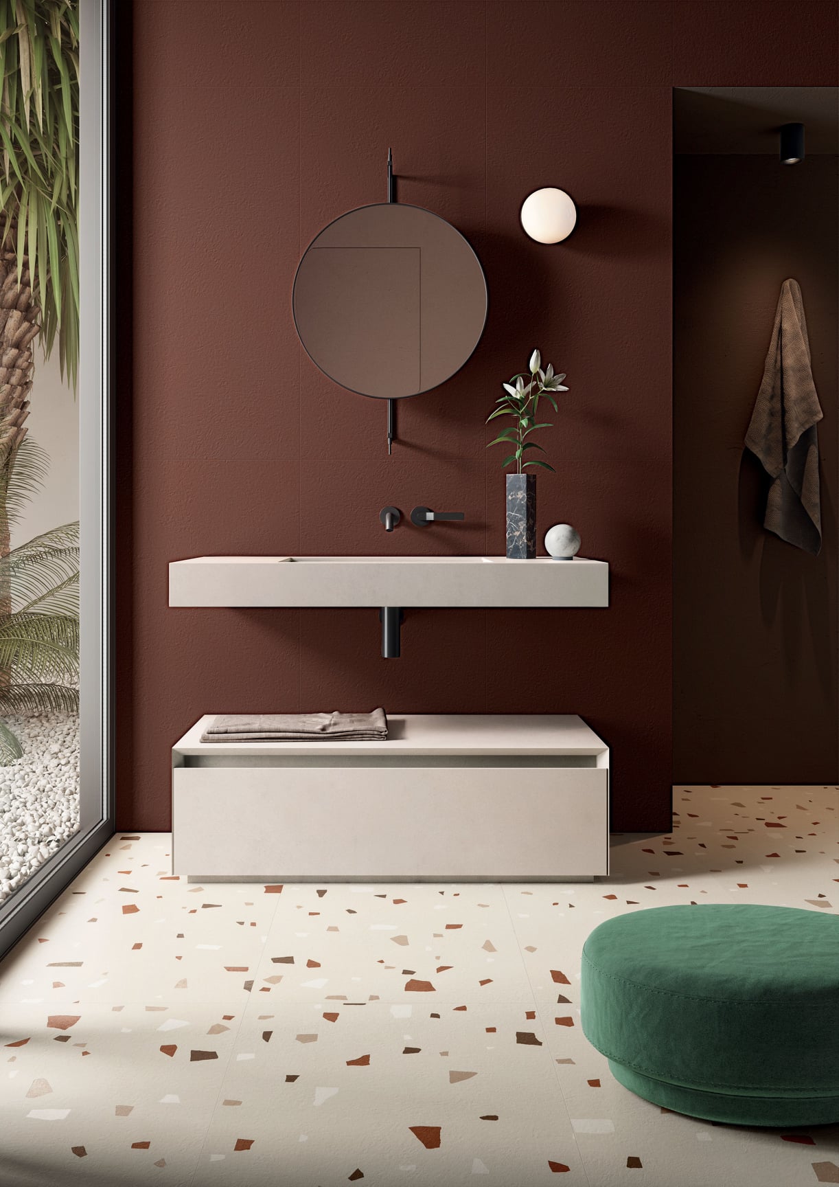 Koupelna s dlažbou Nuances v designu avorio coccia