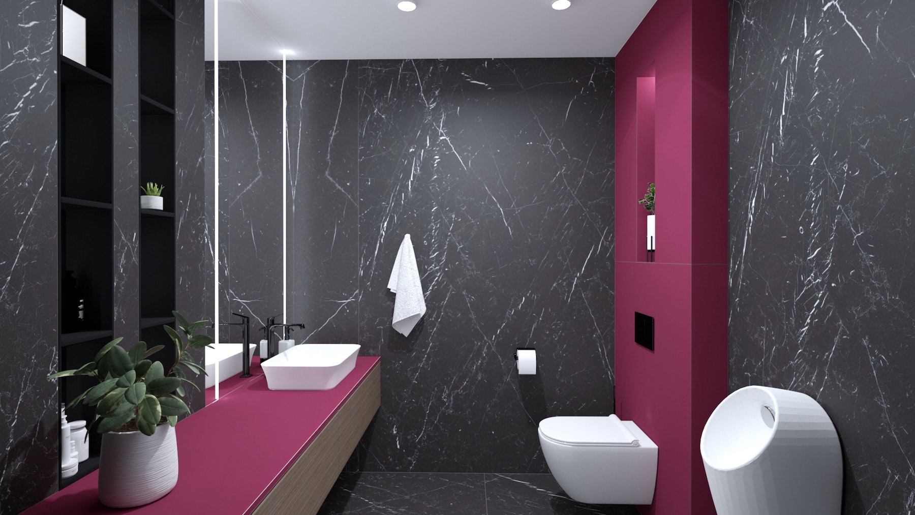 Vizualizace koupelny ze sérií Black Marble a Crayons