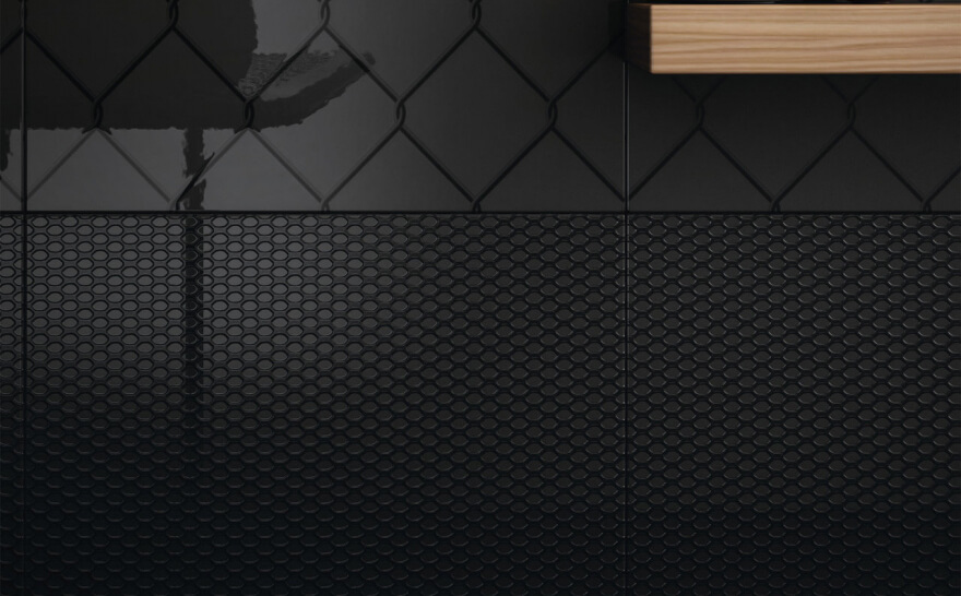 Keramický obklad Iris Diesel Fence v designech black a microblack