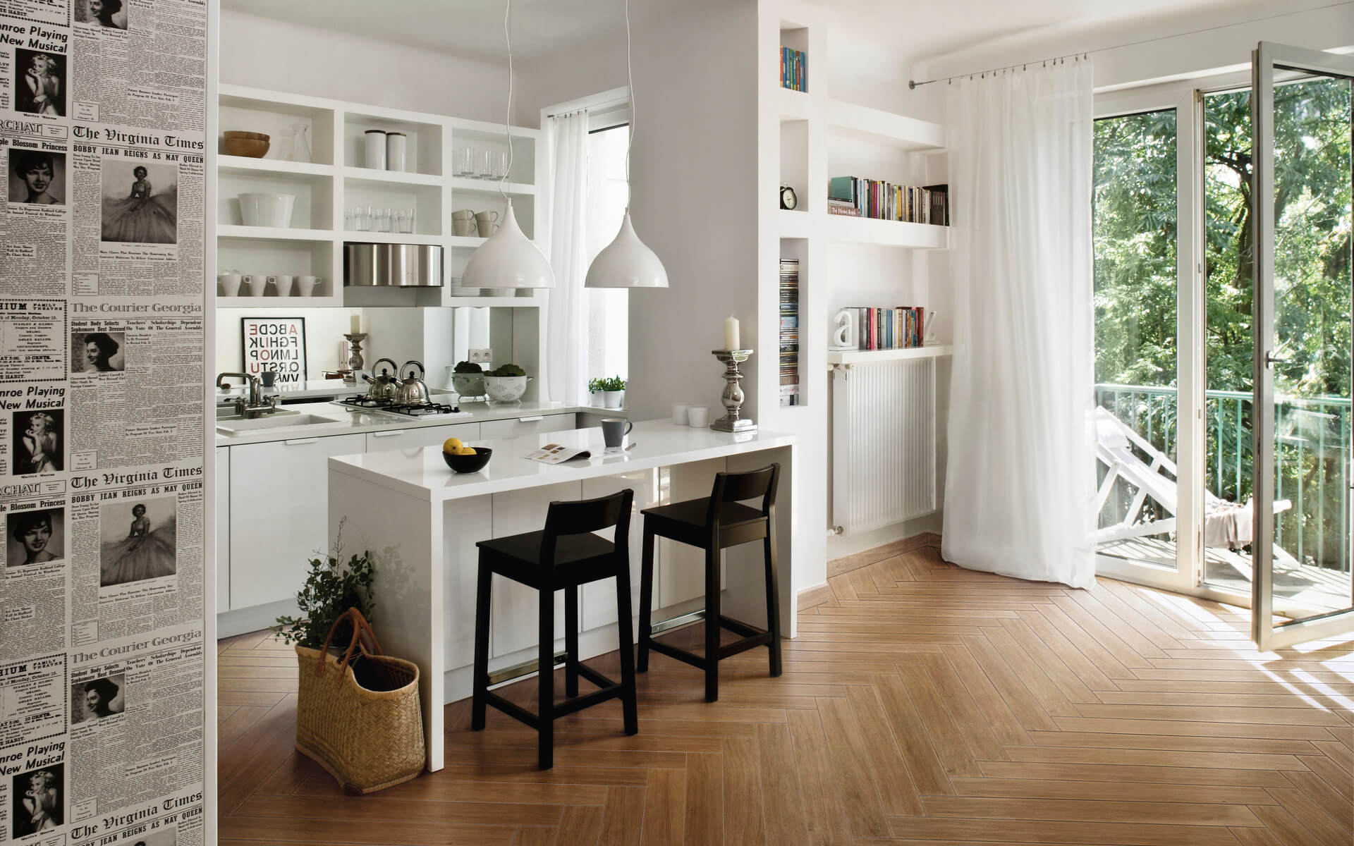 Kuchyň s keramickou dlažbou E-wood v designu blonde