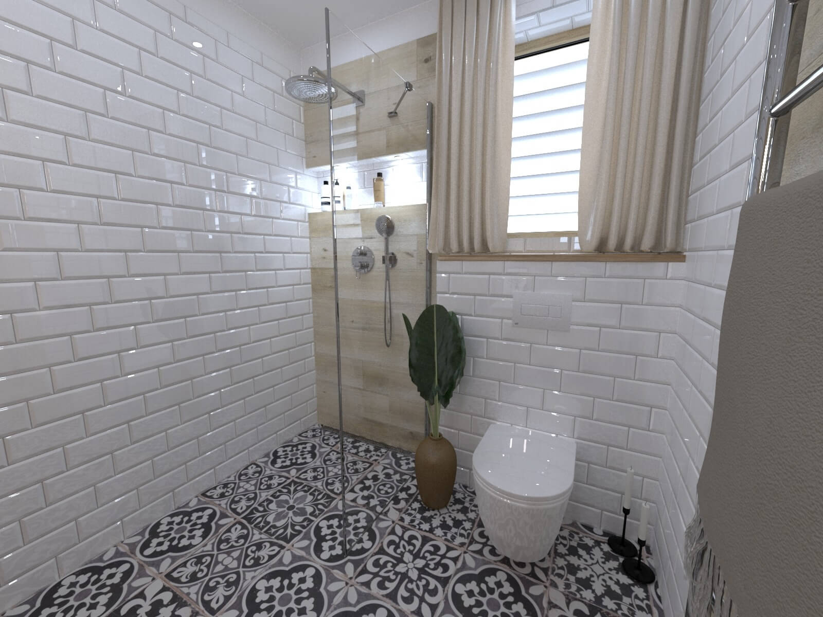 Vizualizace koupelny s keramickým obkladem Iris Marmi 3.0 a RAKO Saloon